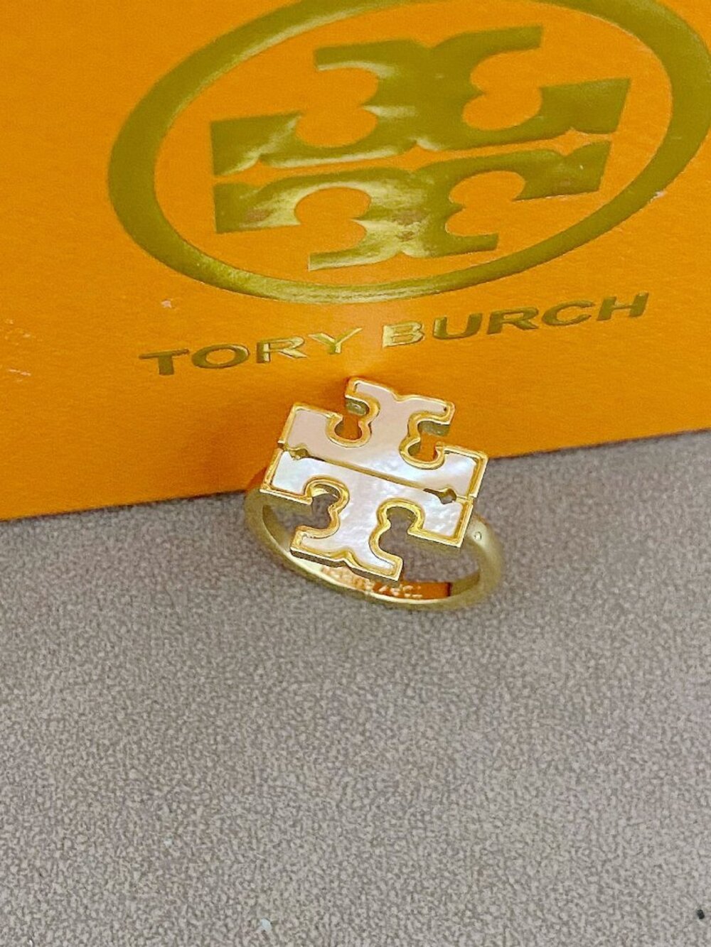 Tory Burch Gold Mother‑of‑Pearl Inlaid Ring